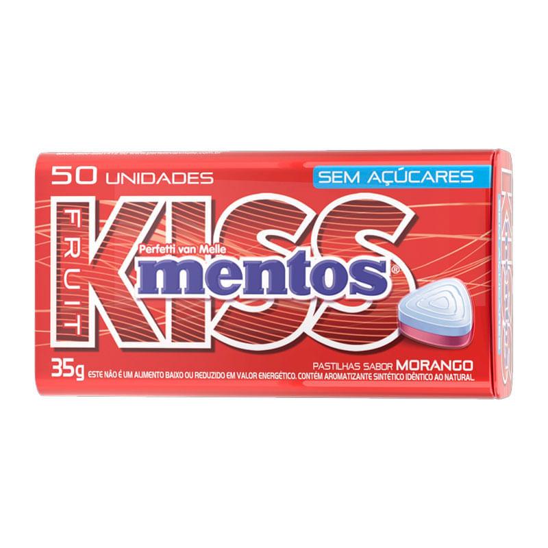 Pastilhas Sabor Morango MENTOS Kiss Fruit 35g com 50 Unidades