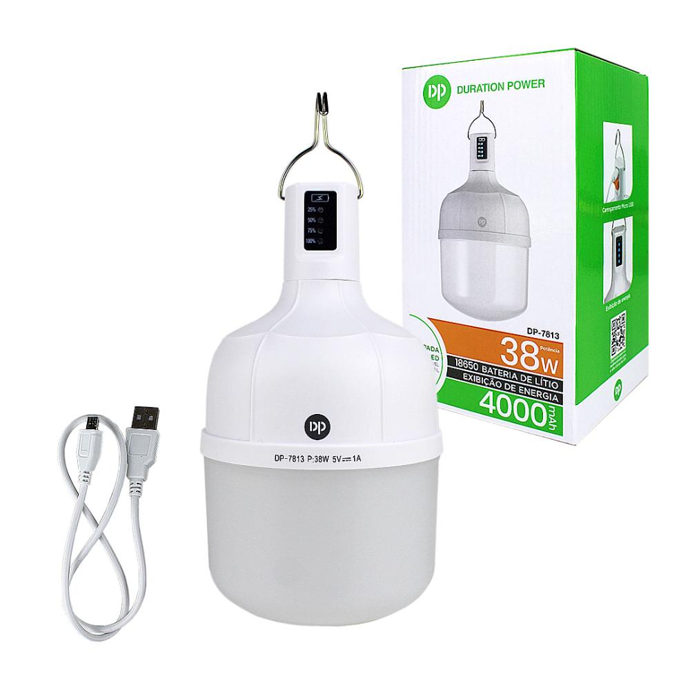 Lâmpada de Led Bulbo Alta Potência 38W Camping Recarregável USB