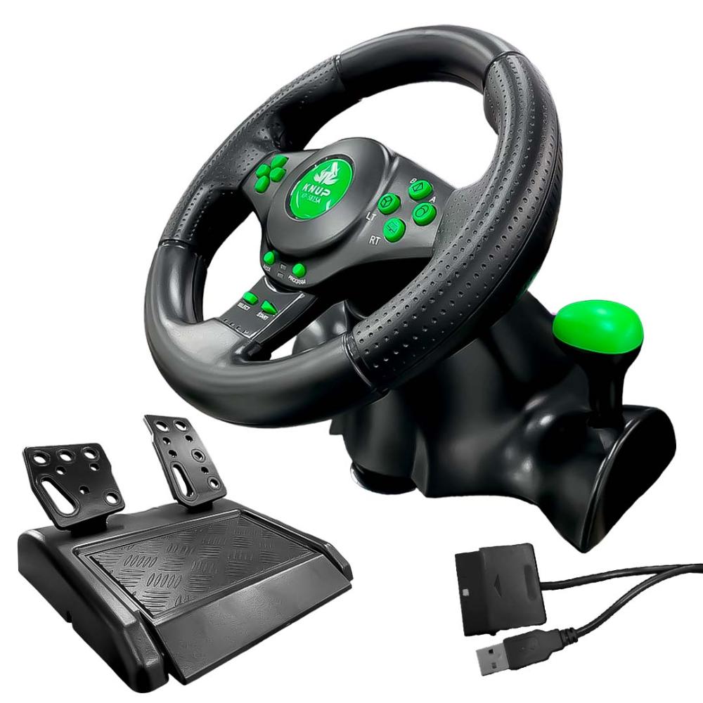 Volante de Vibração Gamer Xbox 360 Ps3 Ps2 PC USB 4em1
