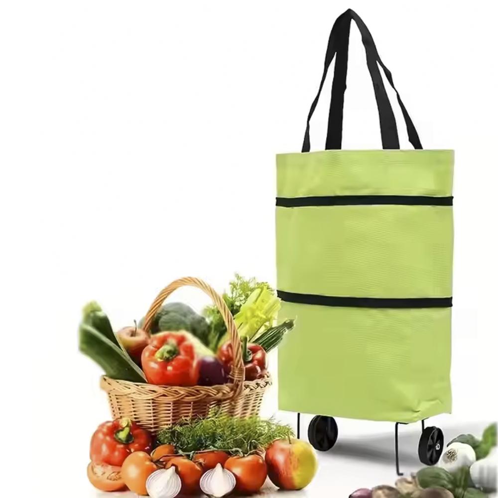 Bolsa Dobrável Sacola de Feira Compras Resistente Com Rodas