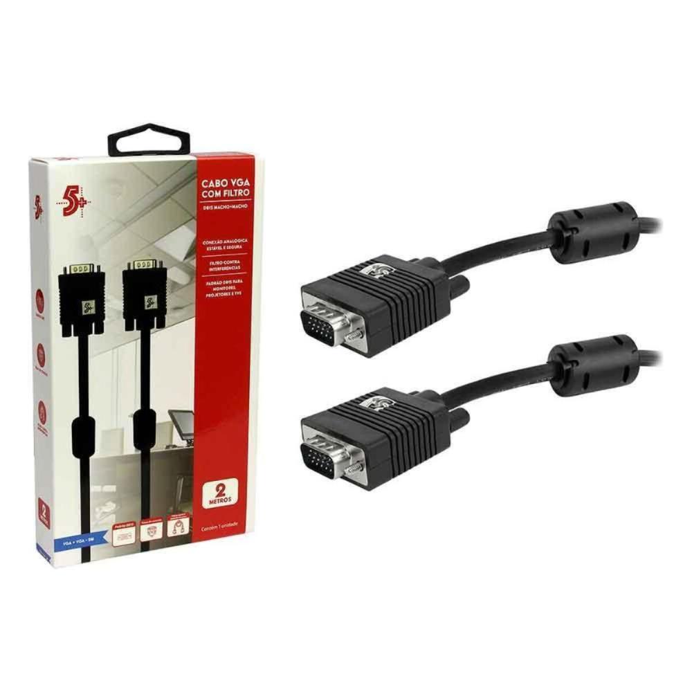 Cabo VGA Macho VGA Macho com Filtro 2M Preto 018-9572 Pix