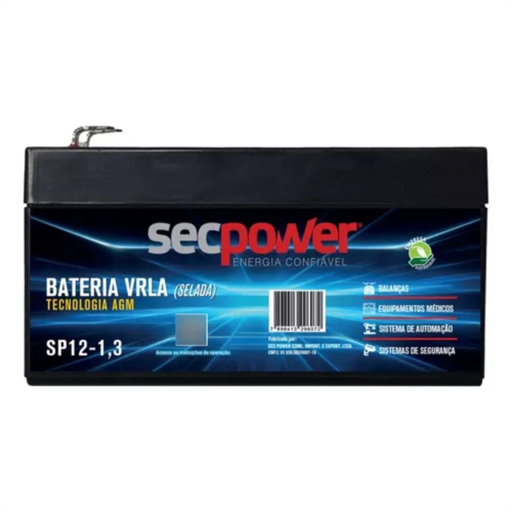 Bateria Selada VRLA 12V 1,3AH SP 12-1,3 Secpower