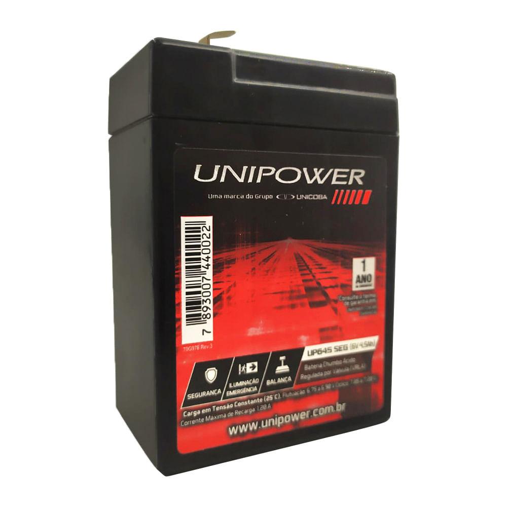 Bateria 6V / 4,5Ah - ideal para balanças e brinquedos - Selada Estacionária - Unipower UP645SEG