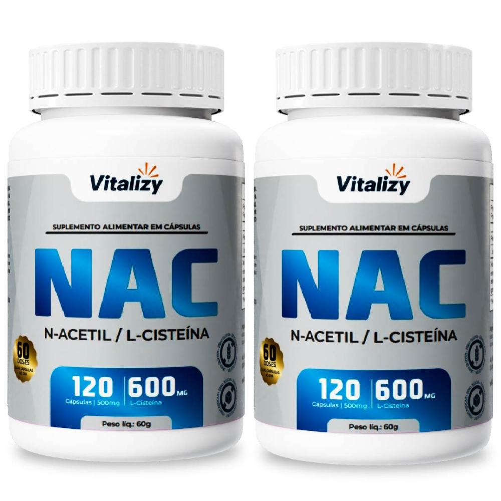 NAC N-Acetil L-Cisteína 600 mg com 120 cápsulas Vitalizy