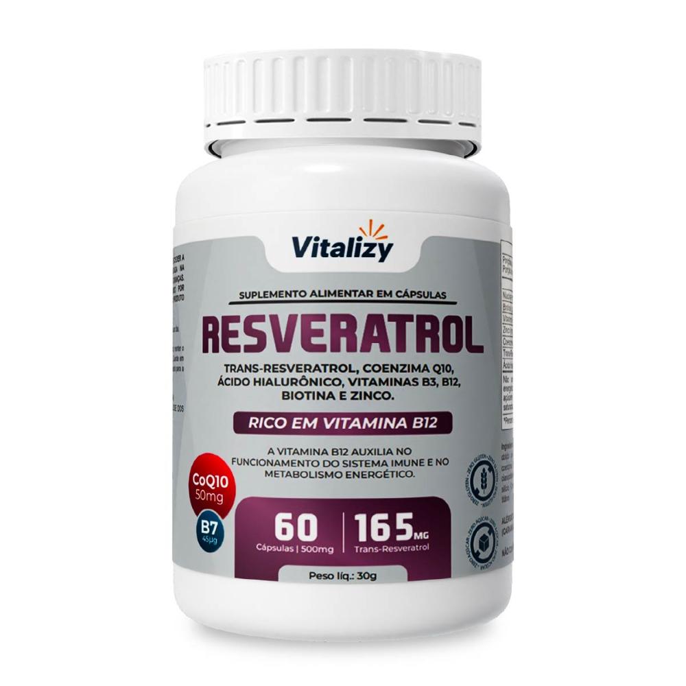 Resveratrol + COQ10 + Ácido Hialurônico com 60 cápsulas Vitalizy