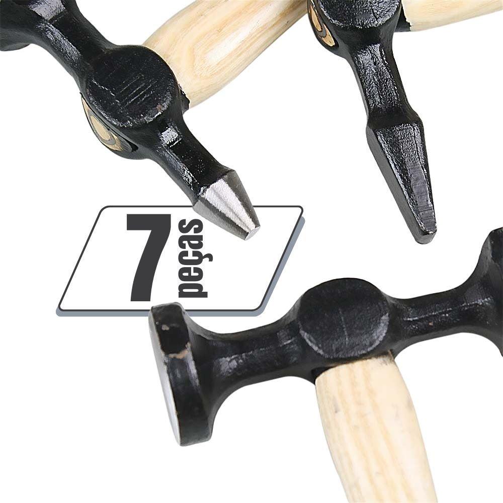 Jogo de Martelo e Tasso em Aço 7 Peças com Maleta FORTGPRO-FG8190
