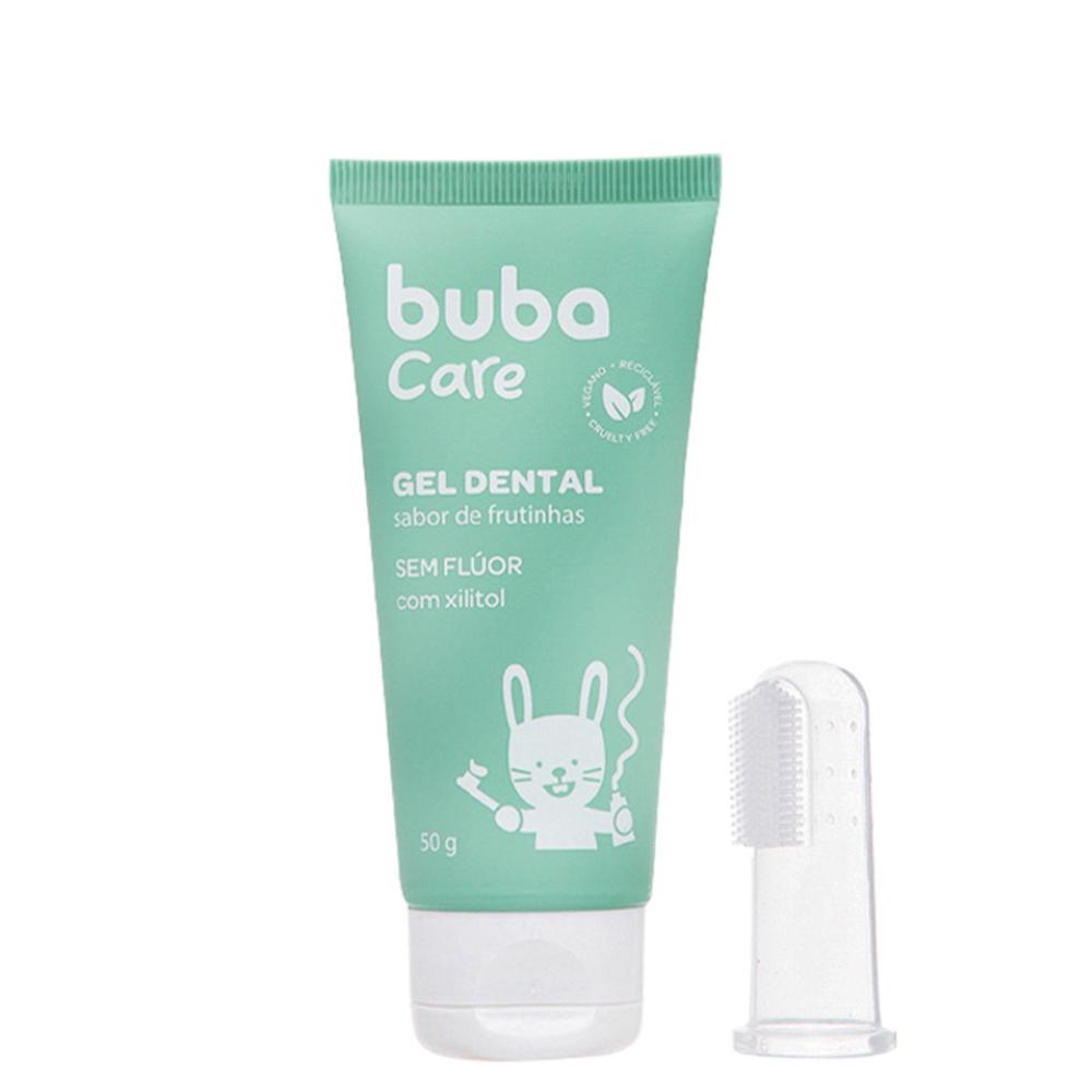 Kit Gel Dental Buba Care 50g e Escova Massageadora para Bebês 3 Meses+