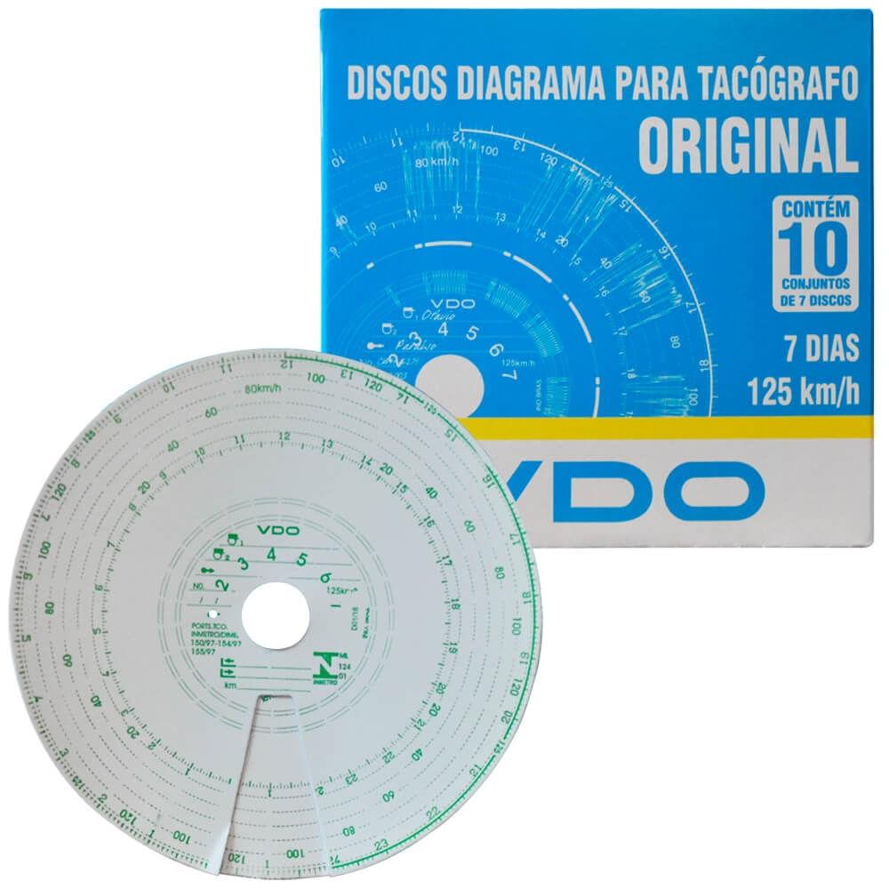 Kit 10 Caixas Disco Diagrama Tacógrafo Semanal 125km 7d Vdo