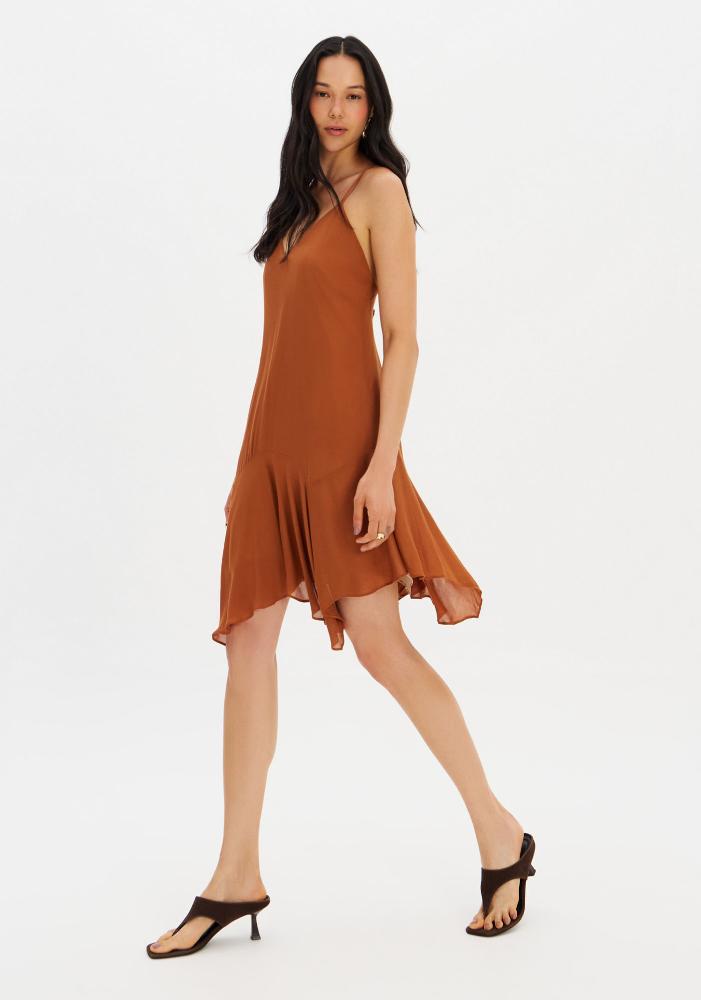 Vestido Curto Assimétrico De Alça