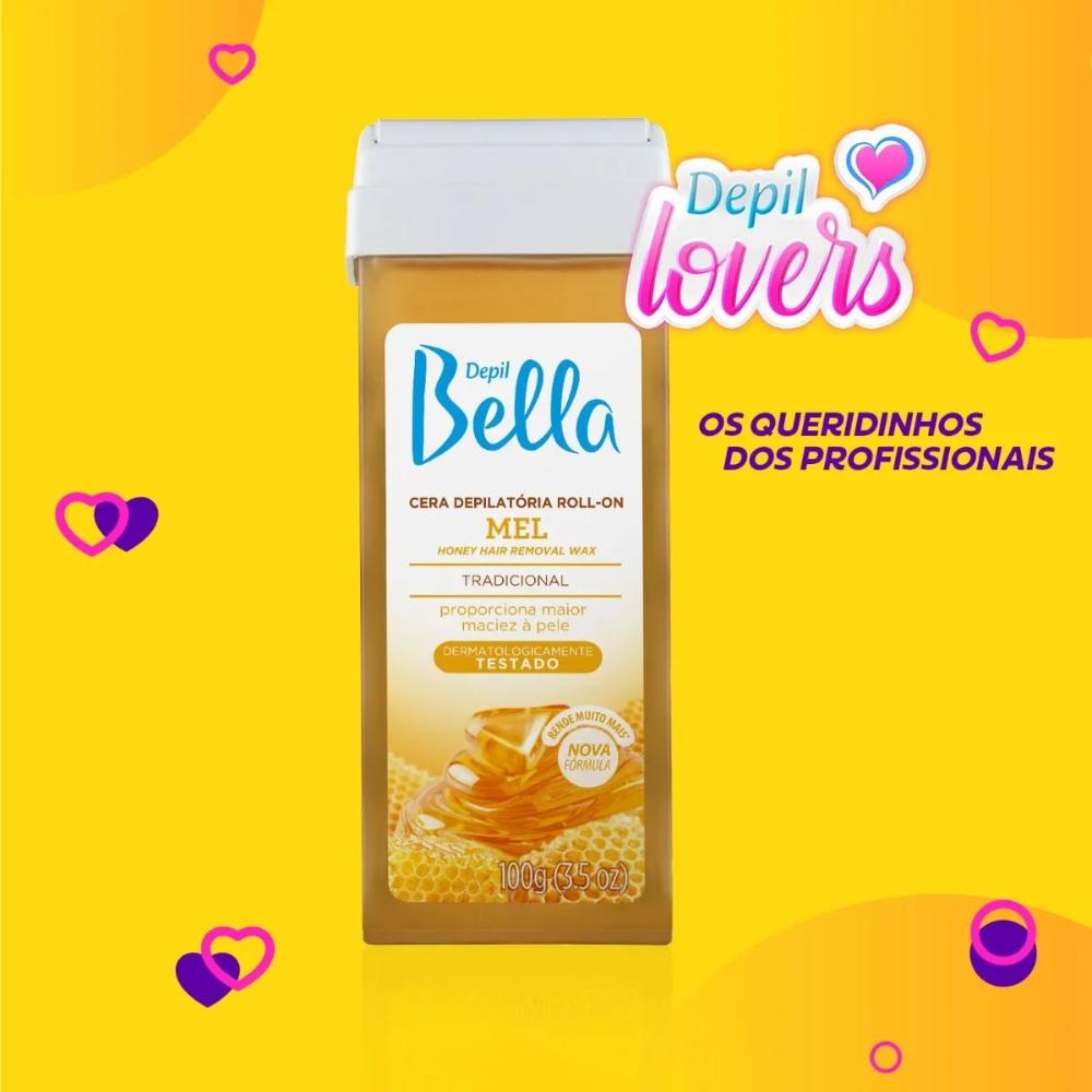 Kit 12 Cera Refil Rollon Mel Depil Bella