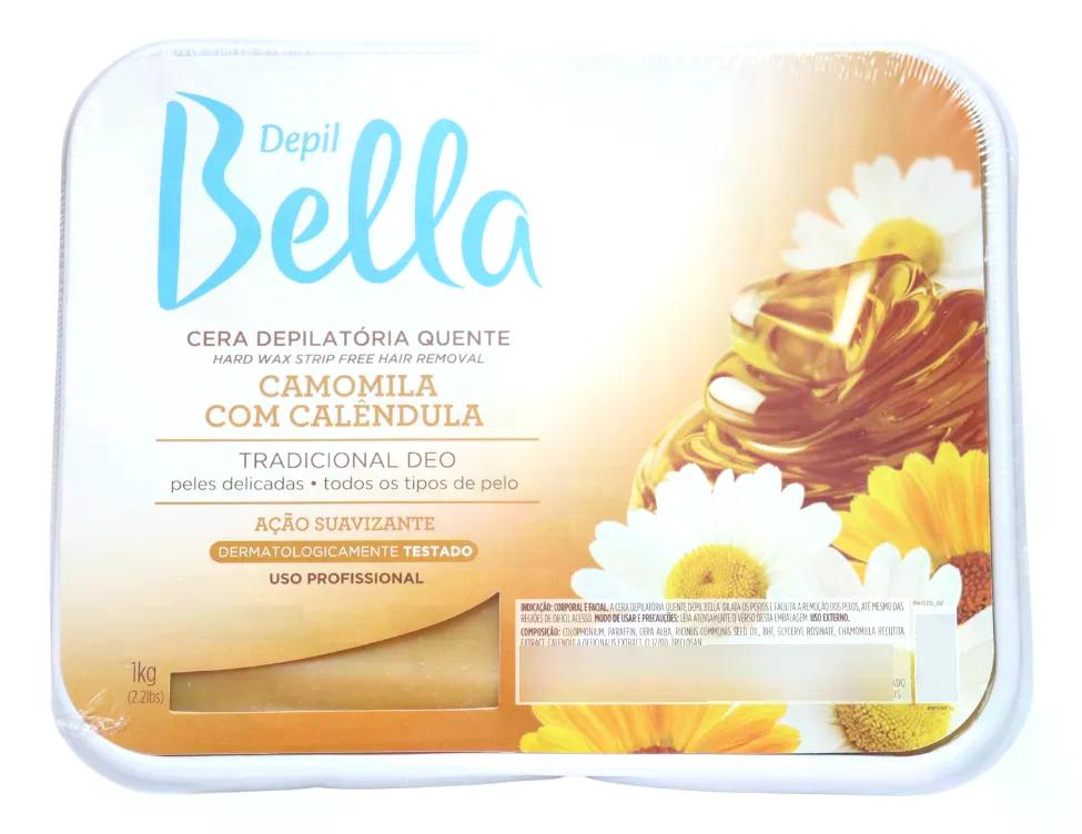 Cera Depilatória Quente Em Barra Depil Bella Profissional Tradicional Deo Camomila e Calêndula 1Kg