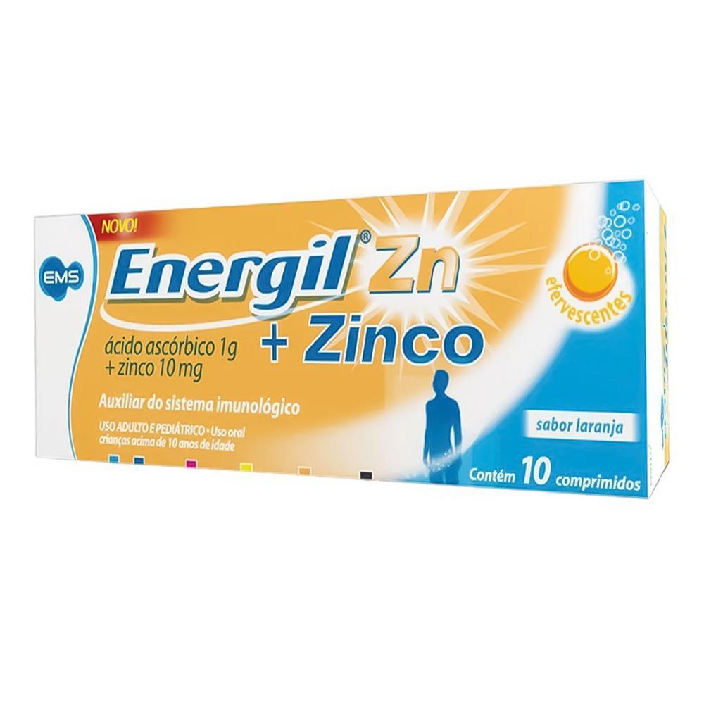 Suplemento Alimentar Energil ZN Vitamina C 1g + Zinco 10mg 10 Comprimidos Efervescentes