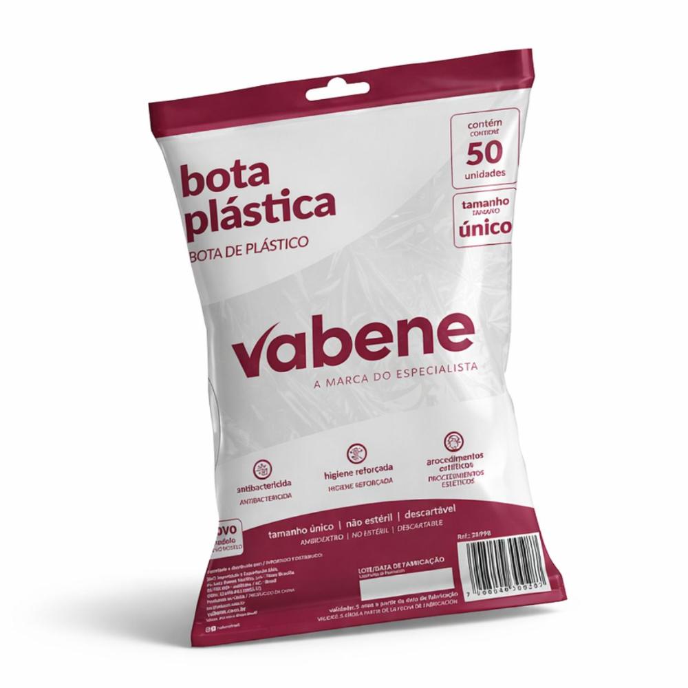 Bota De Plástico Vabene Descartável Tamanho Único Com 50 Unidades