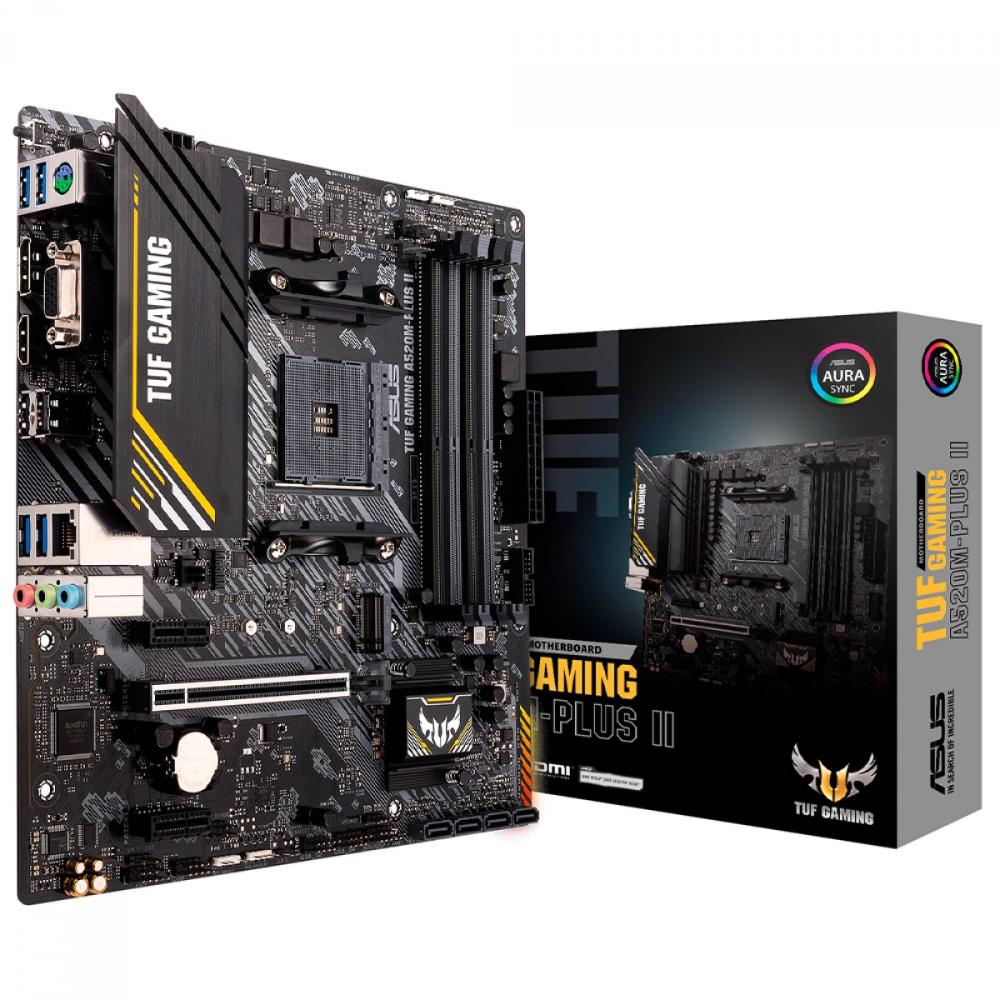 Placa Mae Asus TUF Gaming A520M-PLUS II, DDR4, Socket AMD AM4, M-ATX, Chipset AMD A520, TUF-GAMING-A520M-PLUS-II