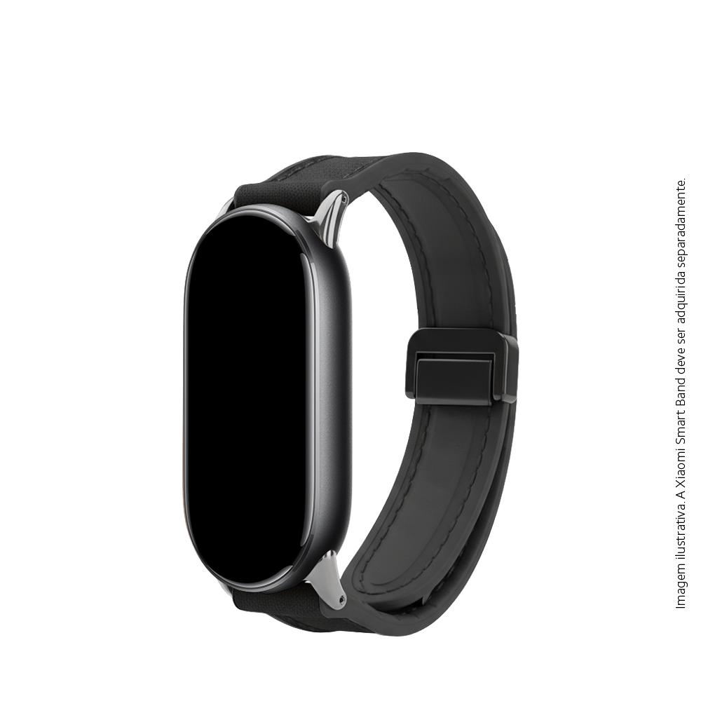 BRACELETE DE COURO C/ FECHO MAGNETICO P/ XIAOMI BAND 8/9/10/11