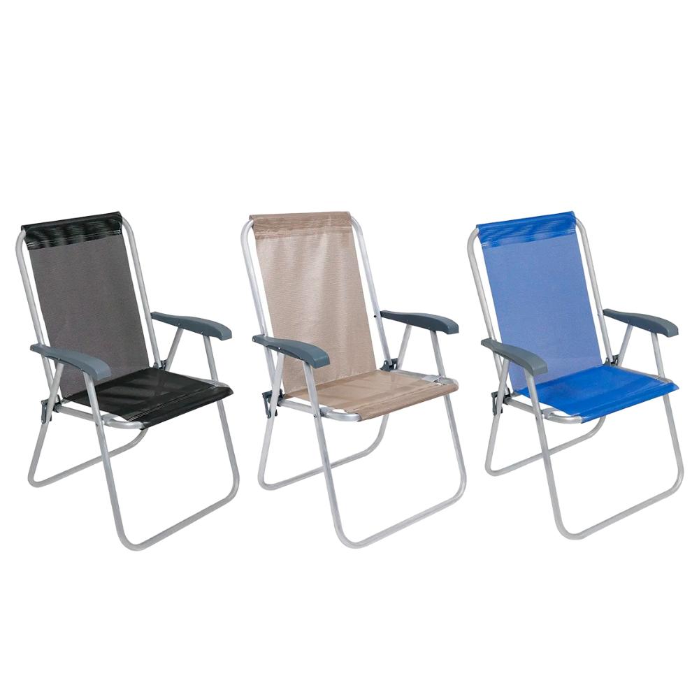 Cadeira de Praia Bel Relax Confort Alta Preta - 110kg