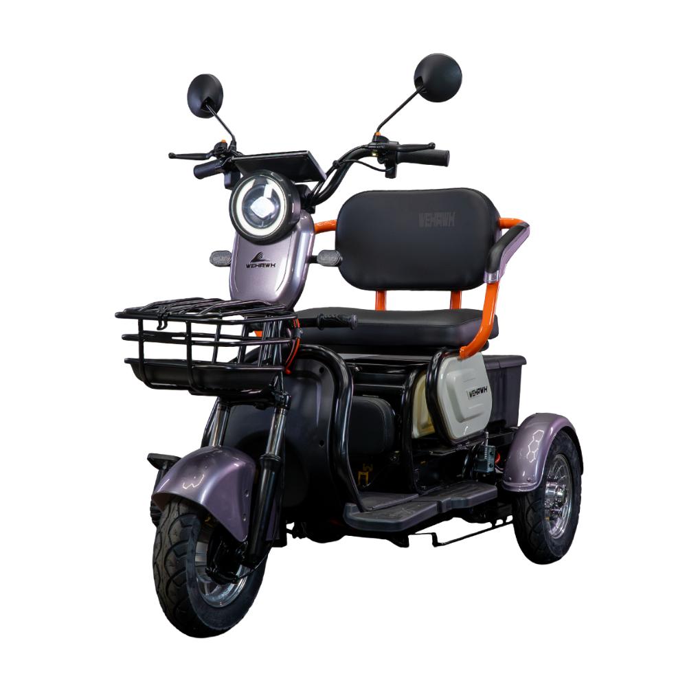 Triciclo Elétrico WeHawk Mult 3 800W 48V 20Ah 3 Lugares Preto/Verde