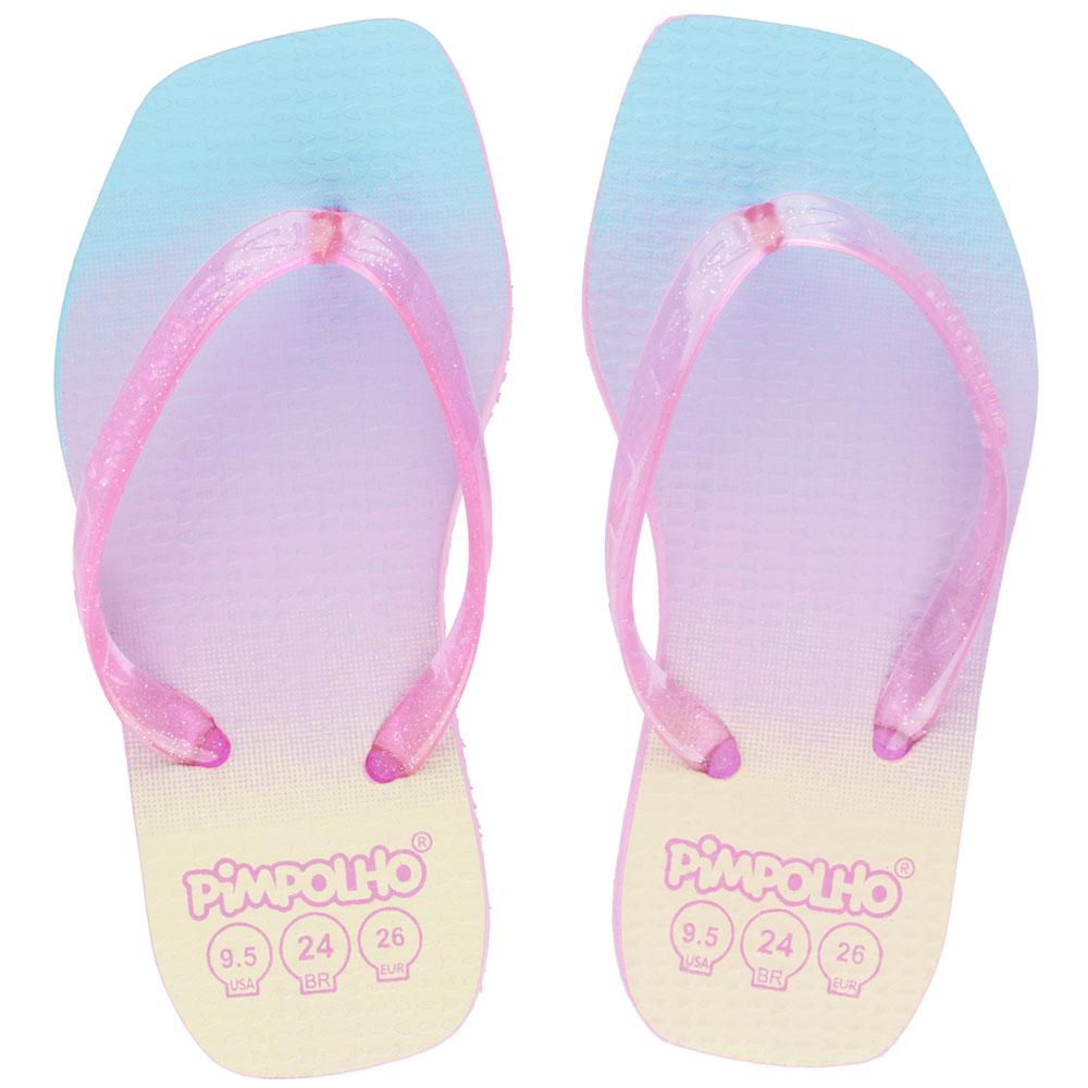 Chinelo Quadradinho Slim Rosa/Degrade Fem Pimpolho - 24