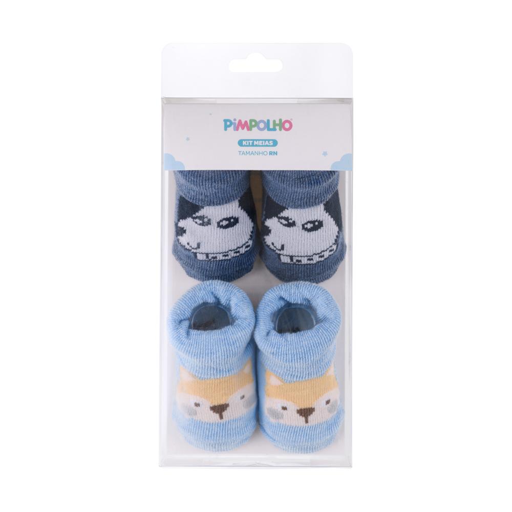 Kit Meias RN Masculino Pimpolho 2 Pares Conforto - Marinho/Azul