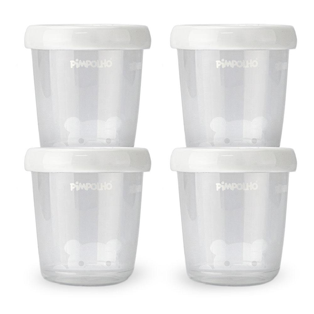 Kit 4 Potes De Leite Materno Pimpolho 180ml Cada Hermético Tampa Rosqueável Freezer Micro-ondas Livre BPA