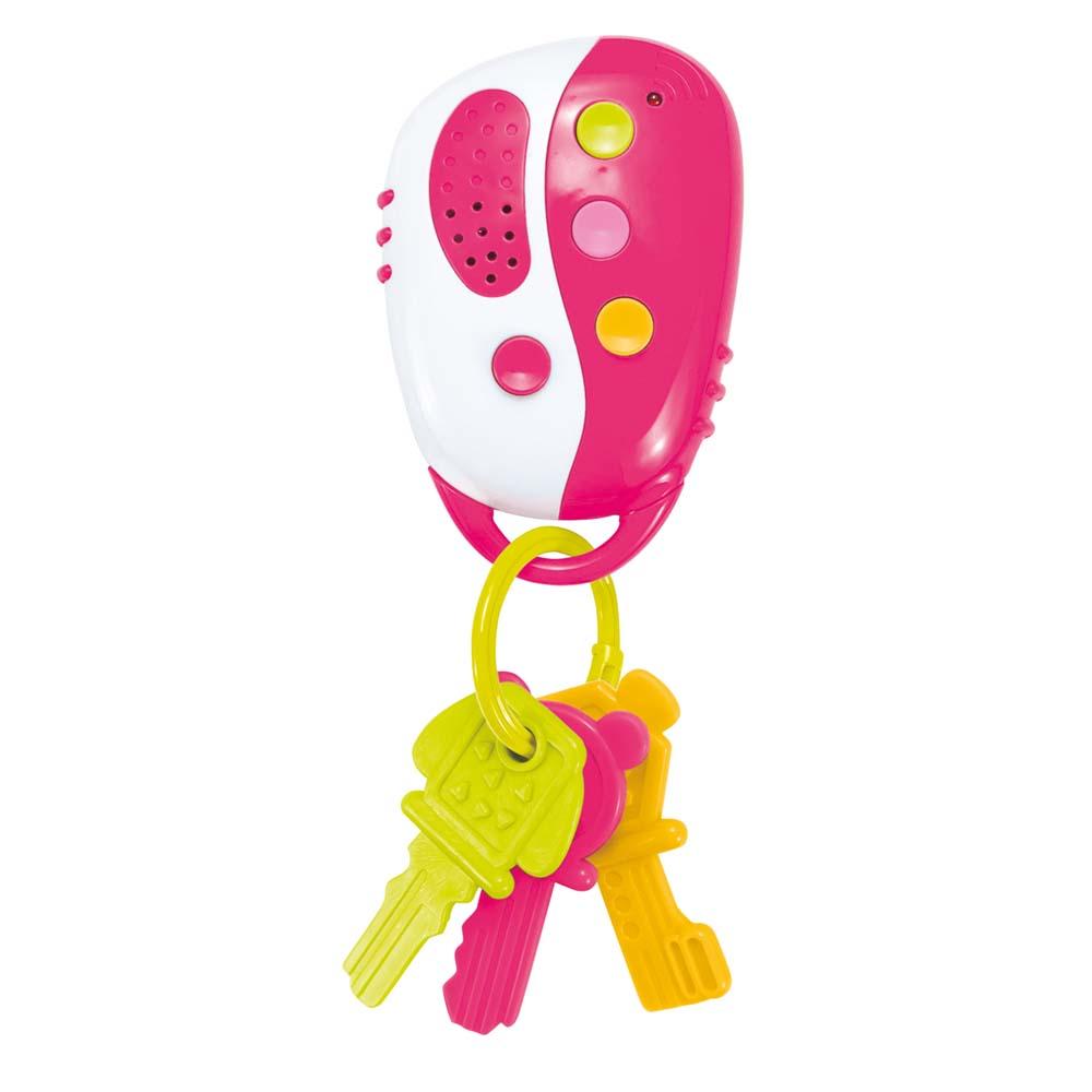 Chaveiro Musical Para Bebê Chocalho Infantil Pimpolho - Rosa/Branco