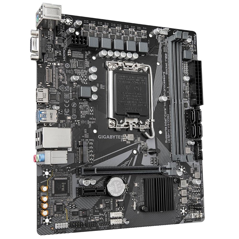 Placa mãe Gigabyte i3/i5/i7 H610M H V3 DDR4 12 geração