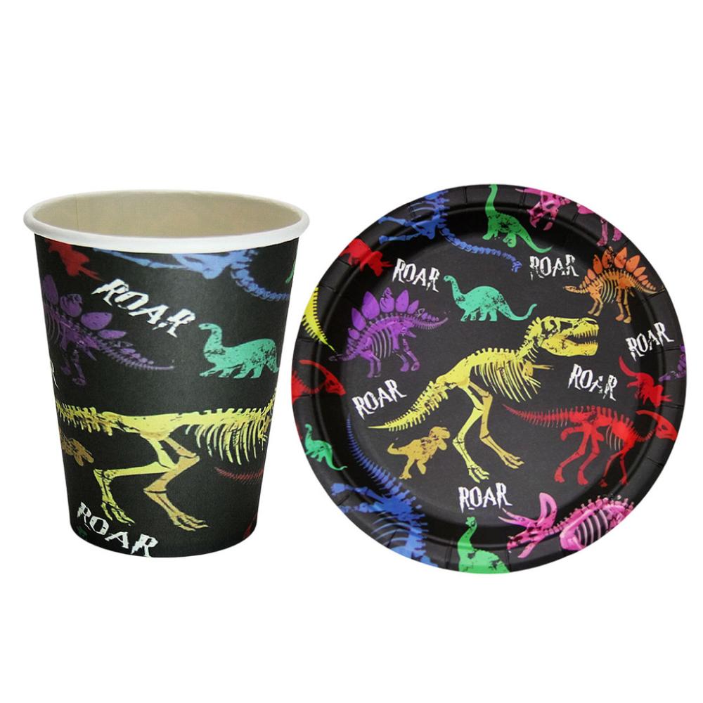 Kit Festa Dinossauros Com 20 Pratos E 20 Copos De Papel