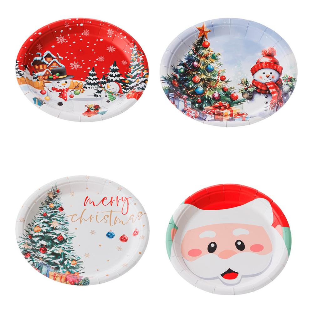 Prato Descartável Sobremesa Natal Papel 18Cm 10 Unidades