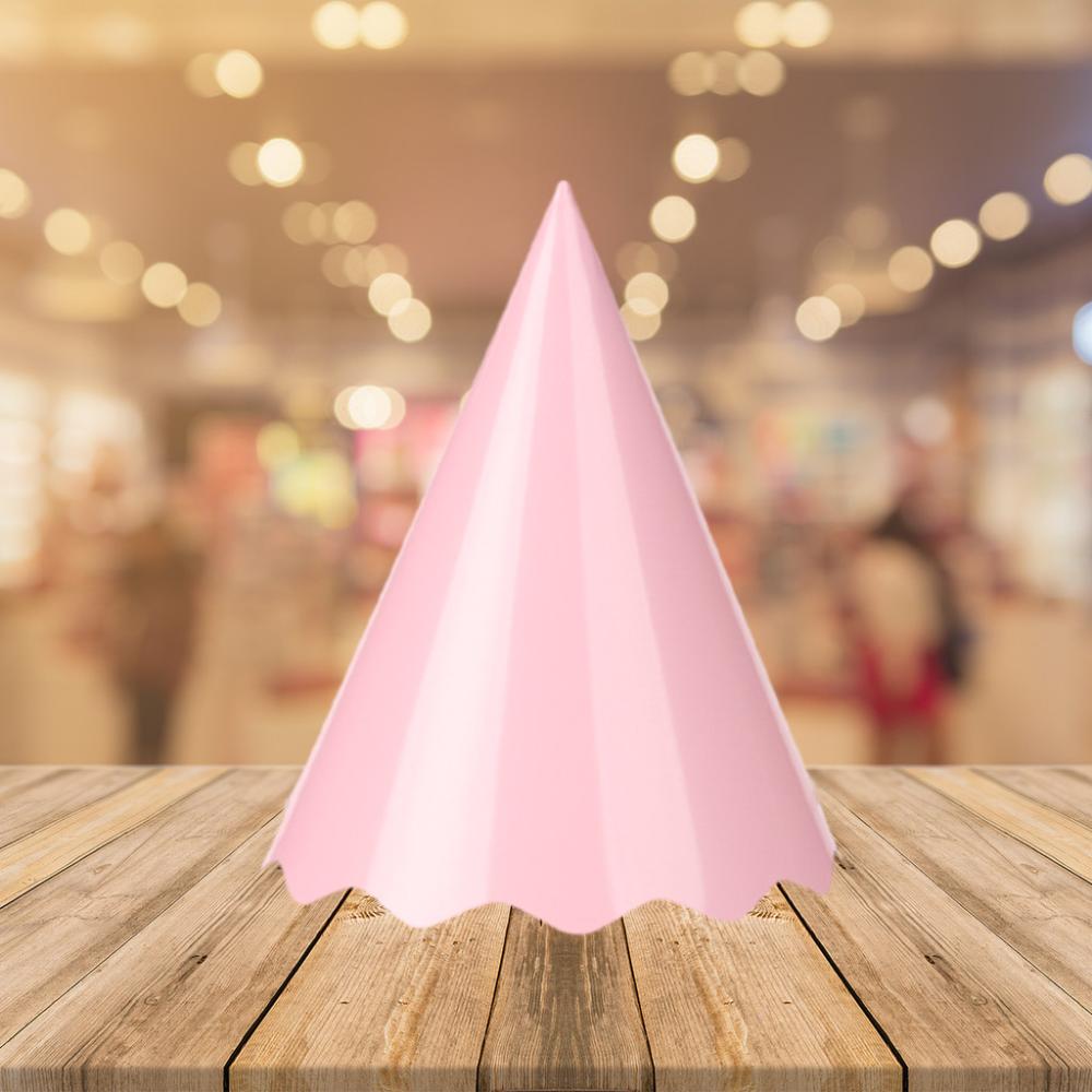 Chapéu De Aniversário Papel Liso Cone 8 Peças Silver Festas