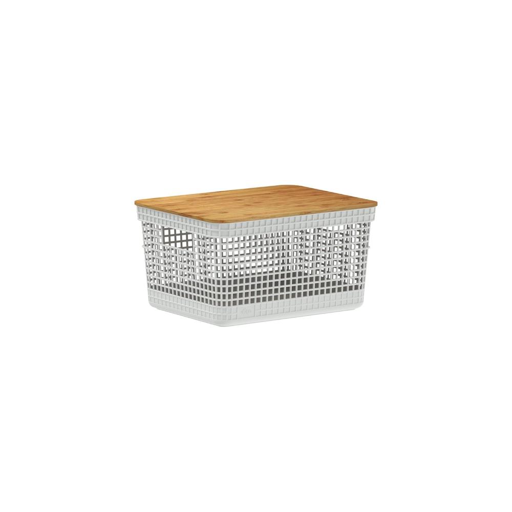 Cesto Organizador Grid 8L Tampa Bambu Chumbo CG255CHF - Ou