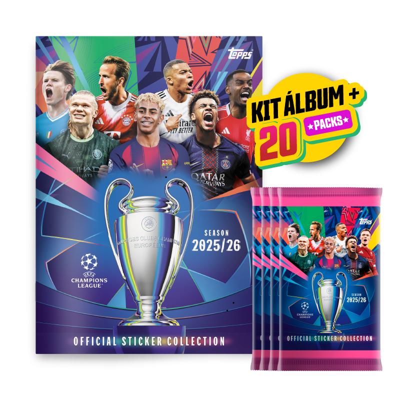 UEFA Champions League 2026 Kit Álbum Brochura 120 Figurinhas