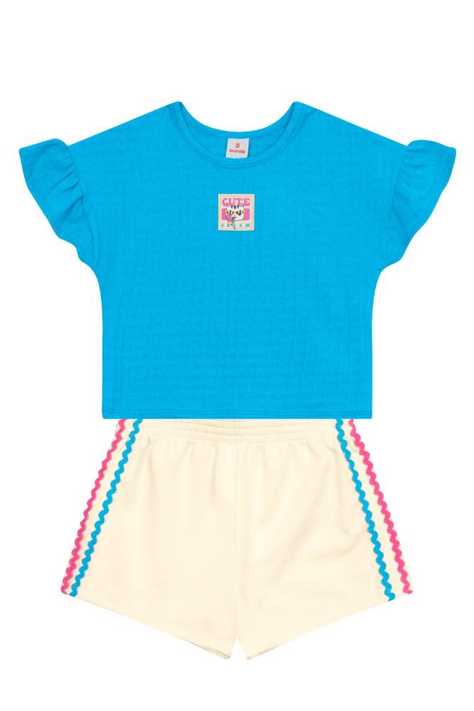 Conjunto infantil menina em cotton Brandili