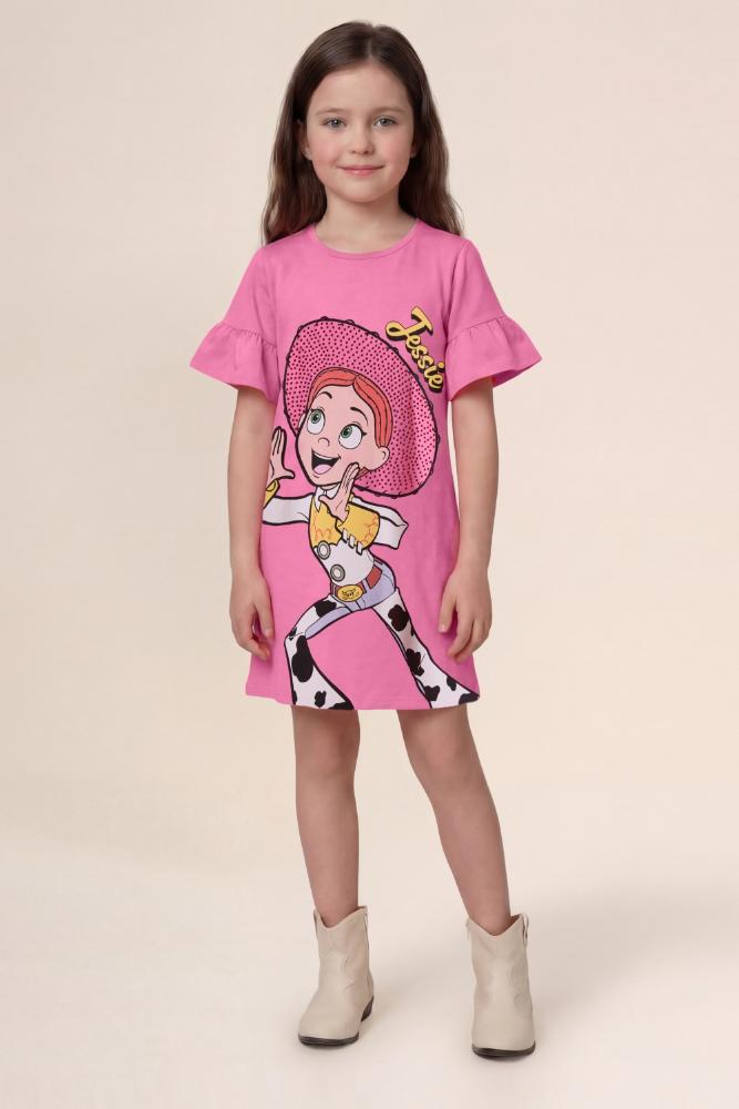 Vestido infantil menina Toy Story em meia malha Brandili