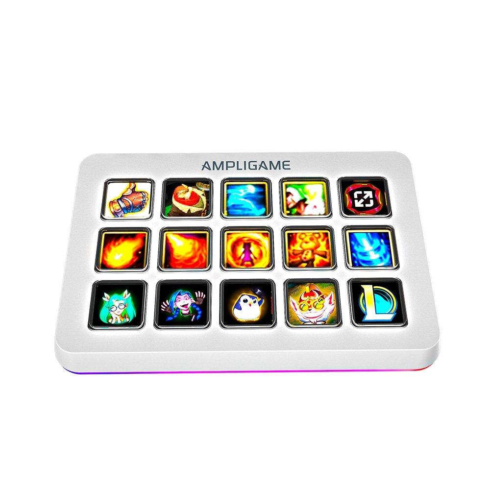 Stream Controller Fifine AmpliGame D6, 15 Teclas Macro, RGB, Branco - D6W
