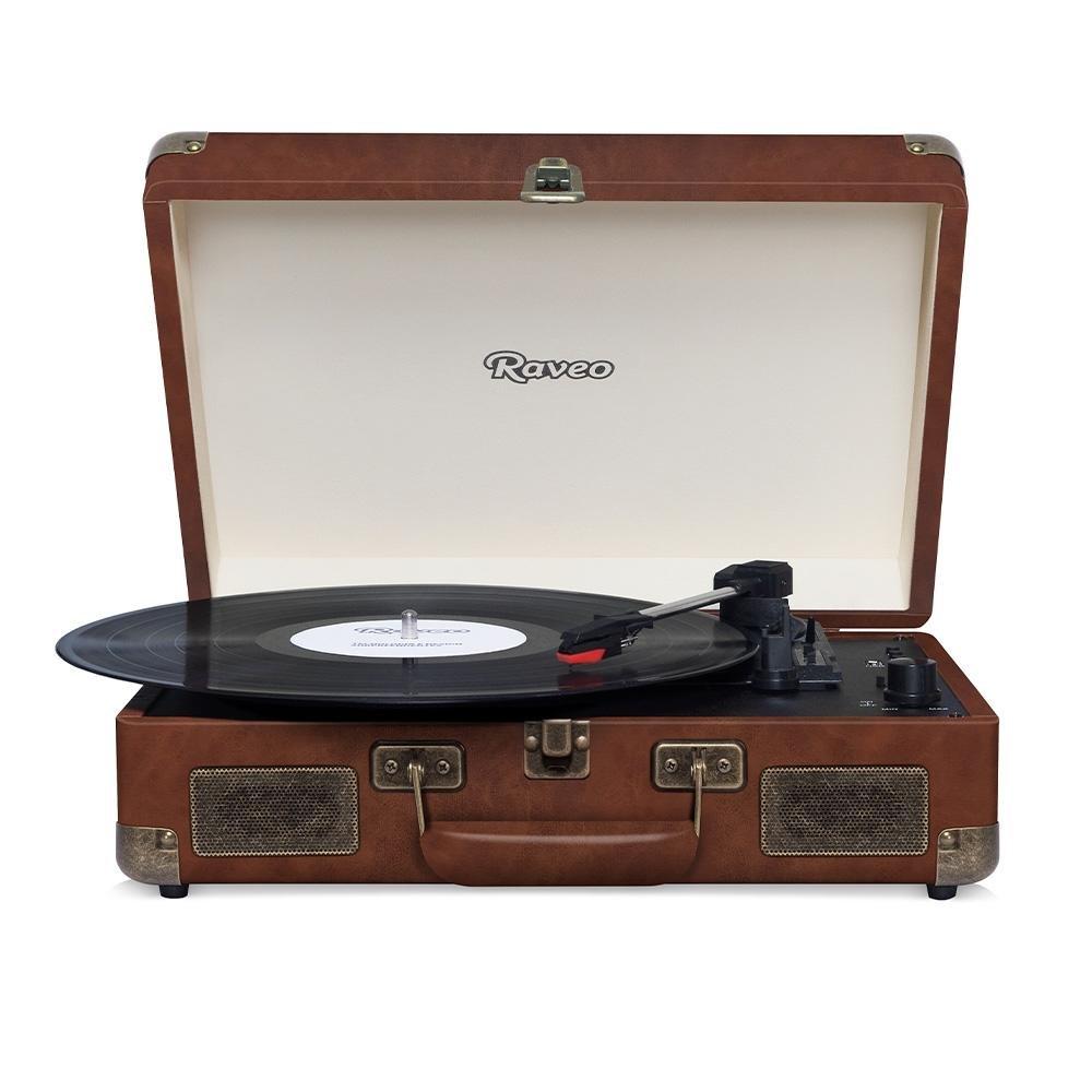 Vitrola Raveo Sonetto Vintage Brown Toca Discos Bluetooth USB que reproduz e grava Bivolt