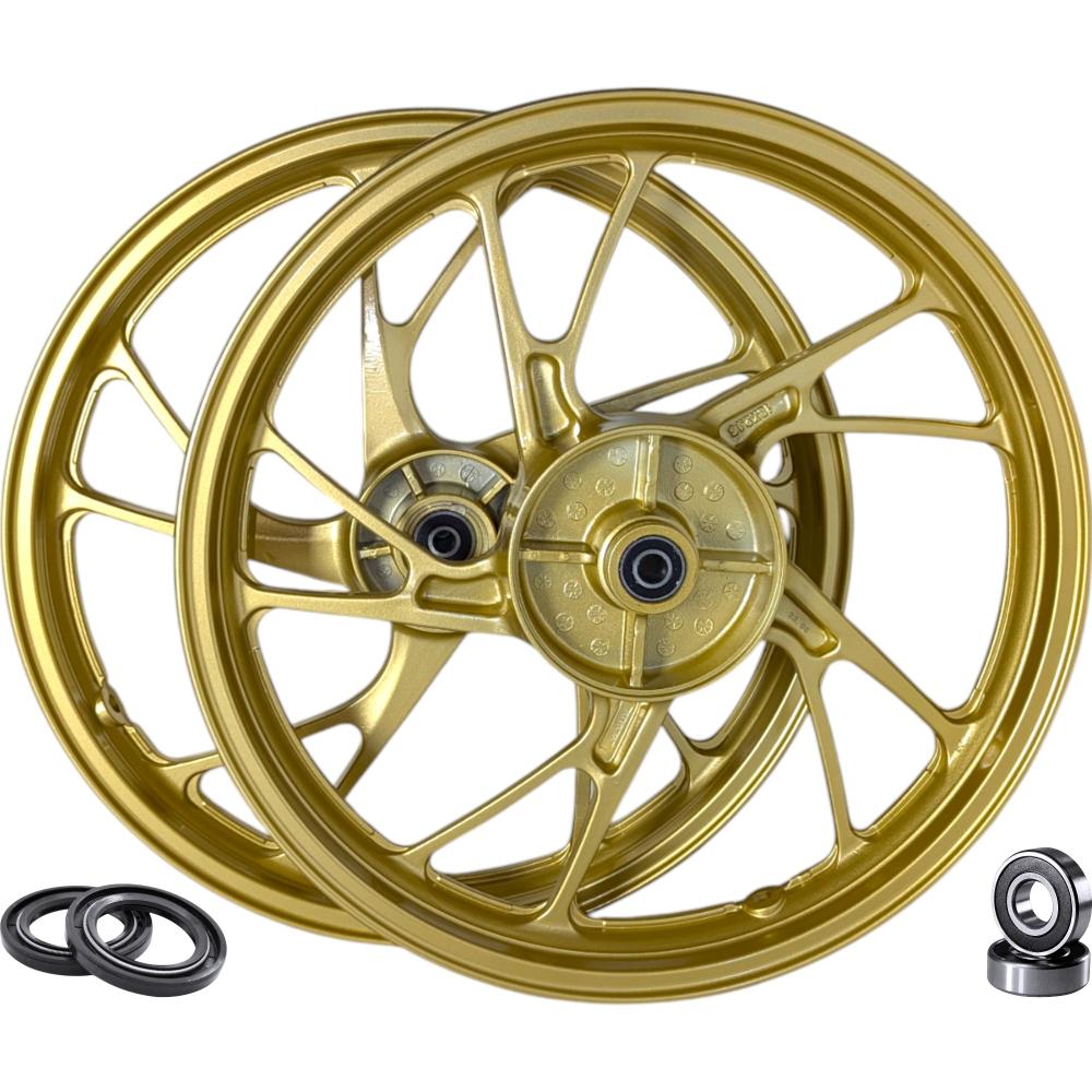 RODA ALUMINIO TITAN 150 2004-13 DISCO - ADAPT. TITAN 160 -PE GALINHA C- ROL+RET DOURADA (PAR)