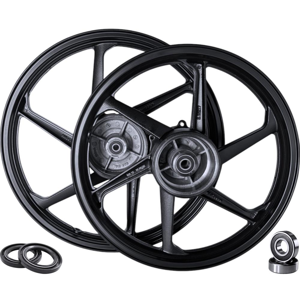 RODA ALUMINIO NXR BROS 6 PONTAS C- ROL+RET (FREIO TAMBOR) PRETA (PAR)
