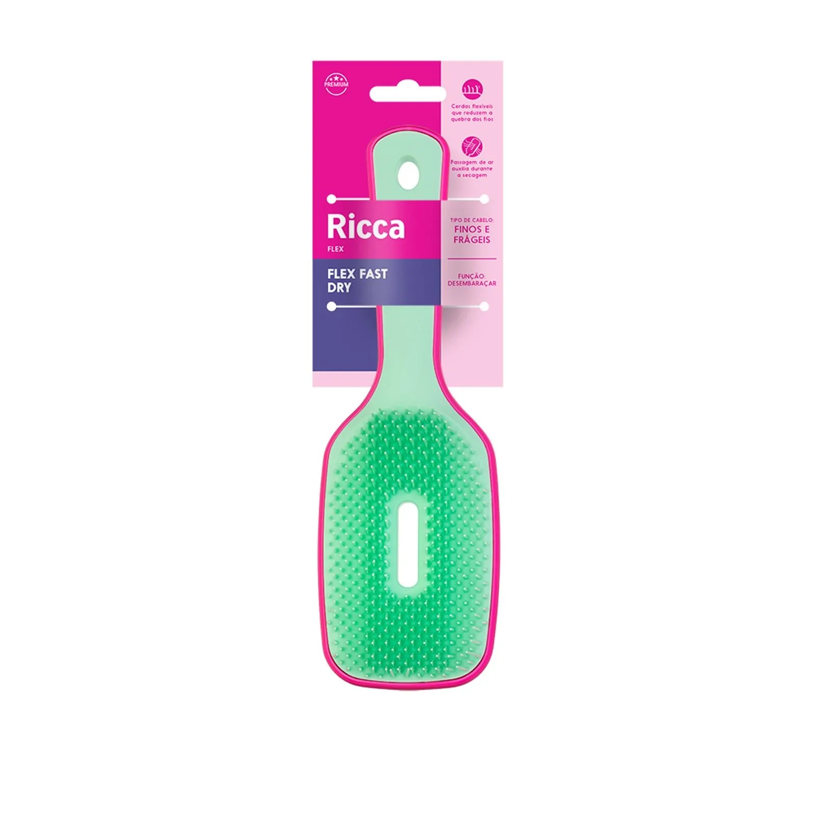 Escova Cabelo Ricca Flex Fast Dry Pink