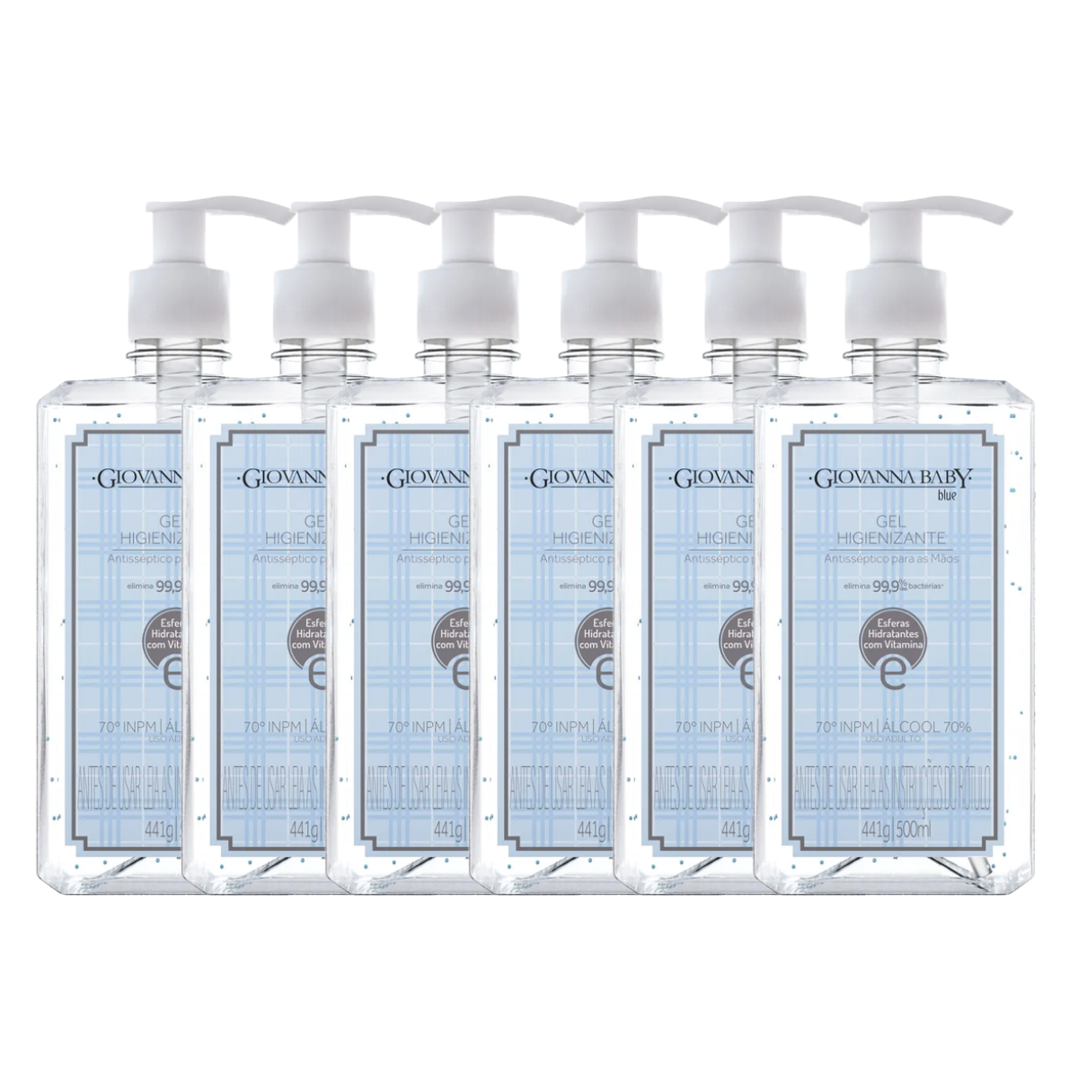 Kit Gel Higienizante Giovanna Baby Blue 500ml - 6 und