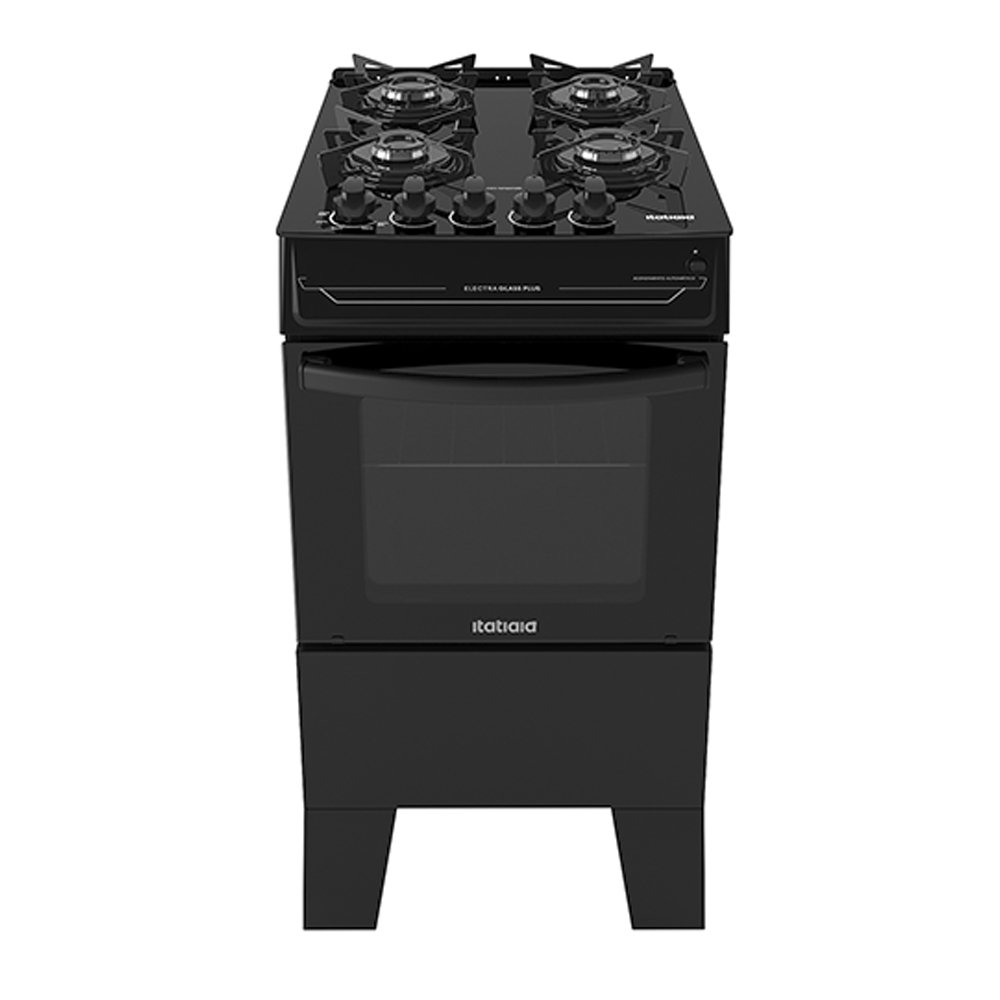 Fogão Itatiaia 4 Bocas Electra Glass Plus com Mesa de Vidro e Acendimento Automático Bivolt – Preto