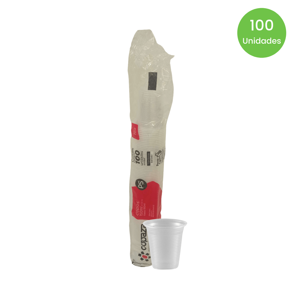 Copo Descartável Transparente 150ml - Copaza 100 Unidades