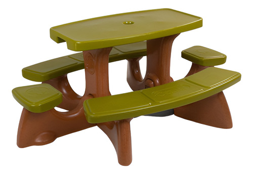 Mesinha Infantil De Plástico Para Pic-nic Dino Freso Cor Terracota, Verde E Cinza