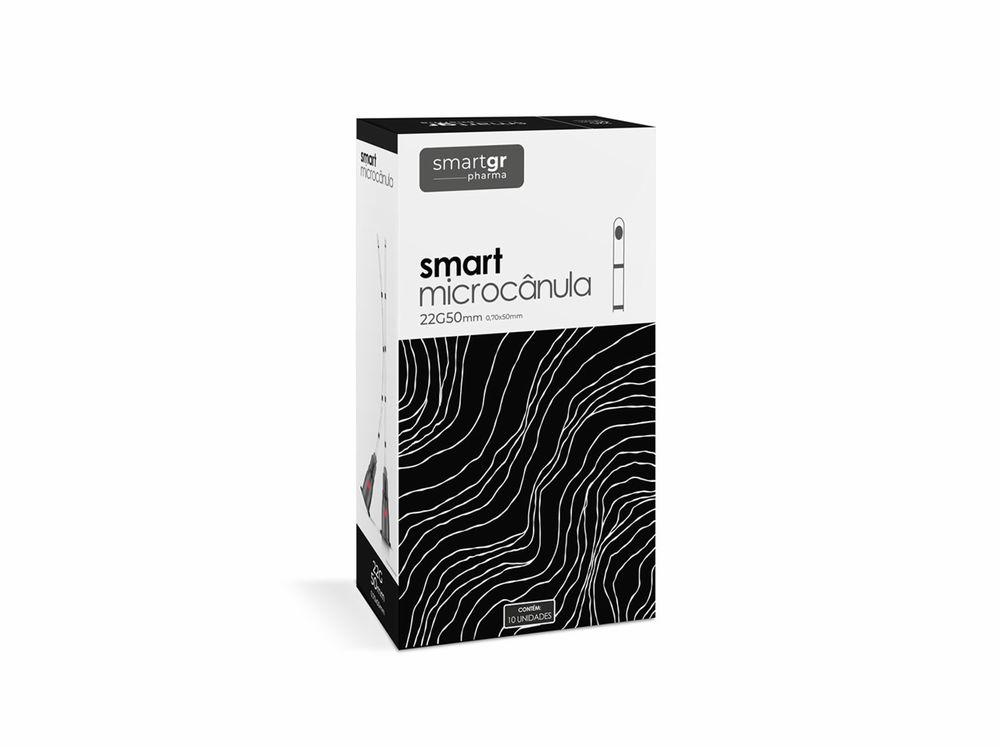 Microcânula Smart - 22g - 50mm - 10 Unidades - Smart Gr, 50mm