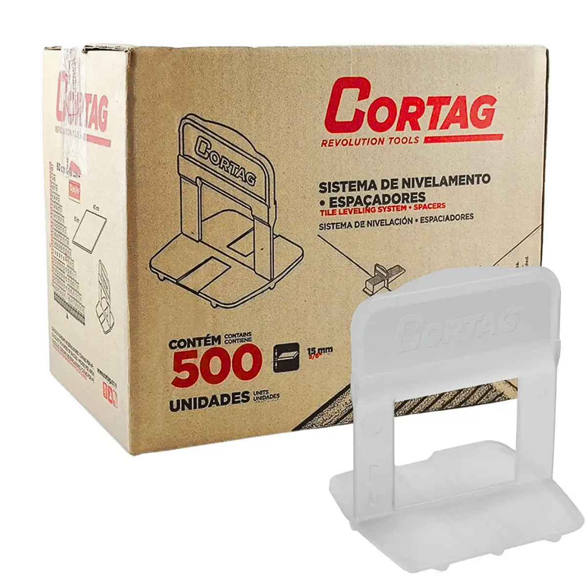 Espaçador Nivelador Caixa com 500 Peças Cortag 1,5mm