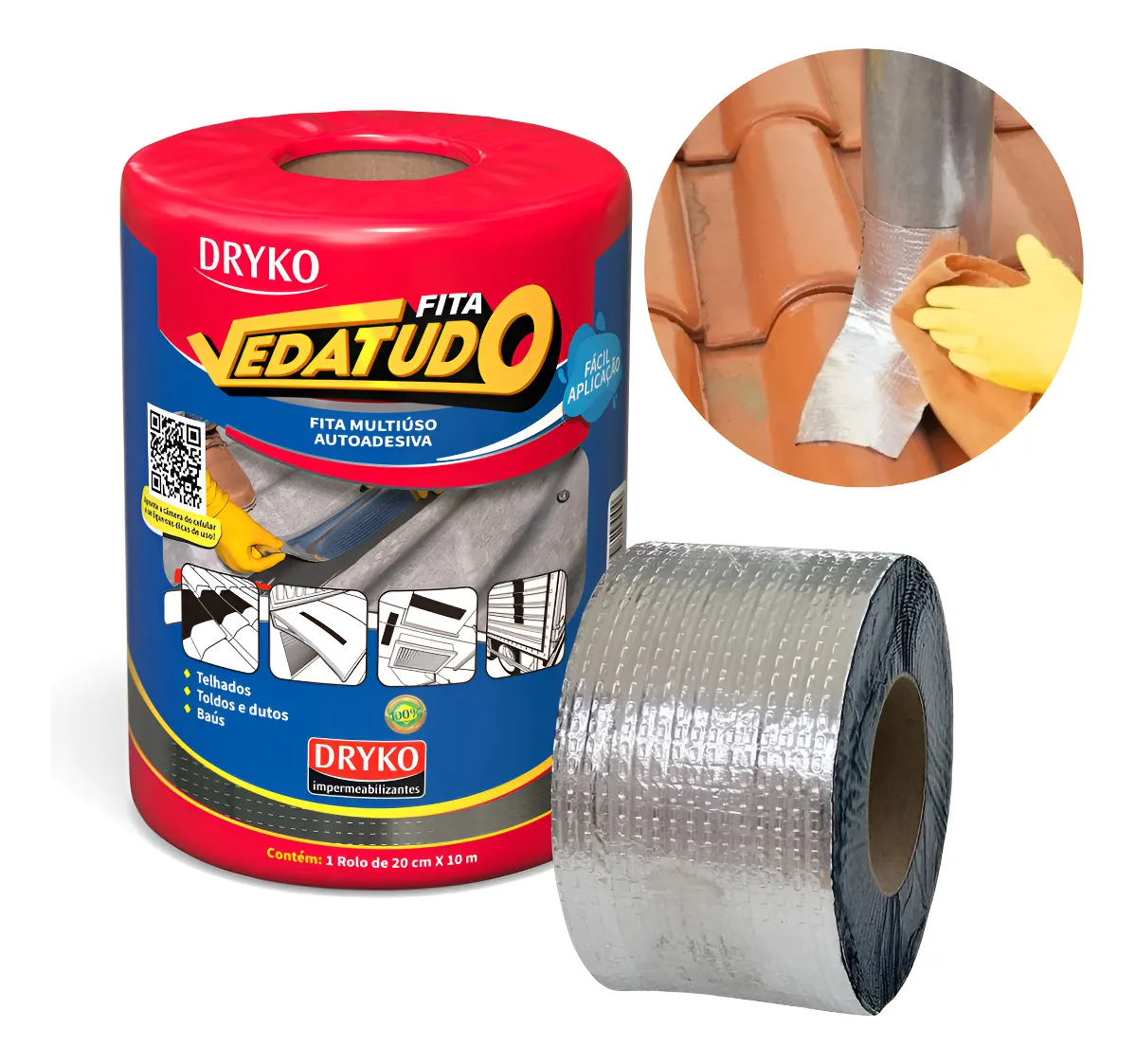 Fita Autoadesiva Asfáltica 20cm x 10m Vedatudo Dryko