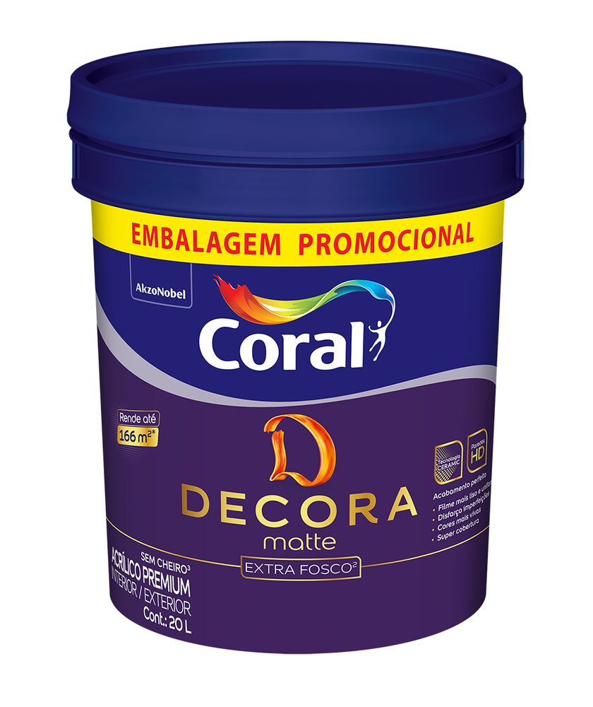 Tinta Acrílica Decora Matte Branco Fosco 20L Coral