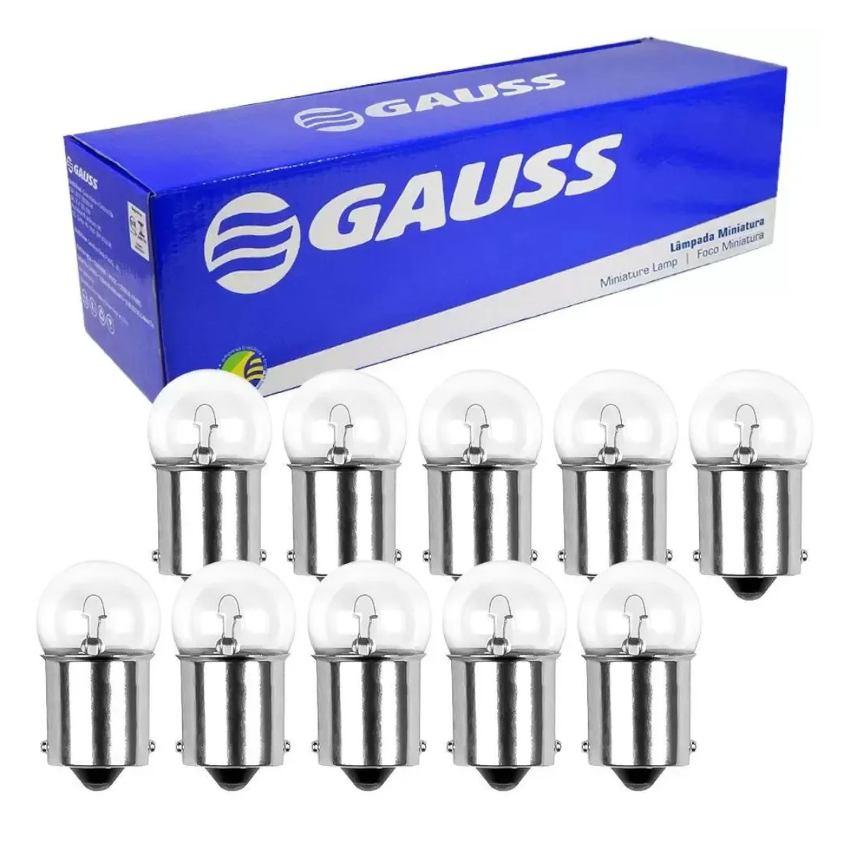 10 Lâmpada Gauss Miniatura Incolor R5w 24v Ba15s 1 Polo