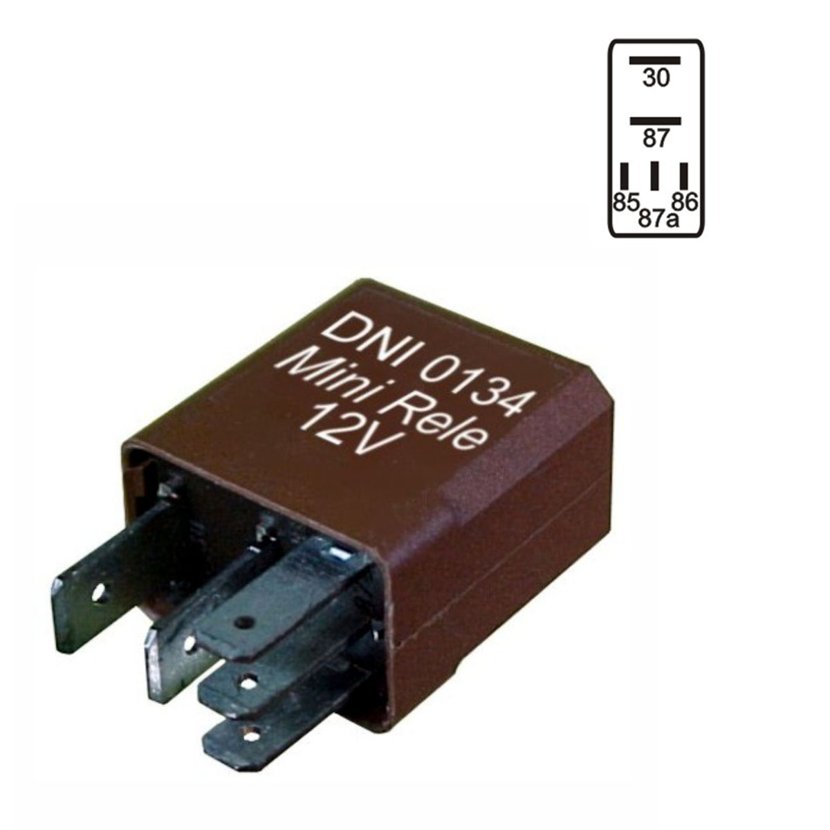 Míni Relé Auxiliar - 12V - 40/30A - DNI 0134