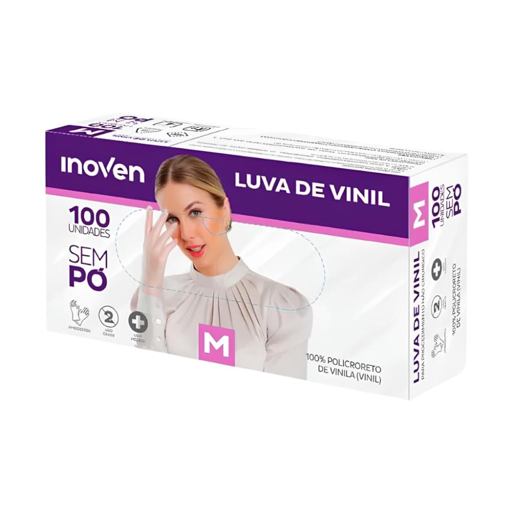 Luva Vinil sem Pó M Inoven 100 Unidades