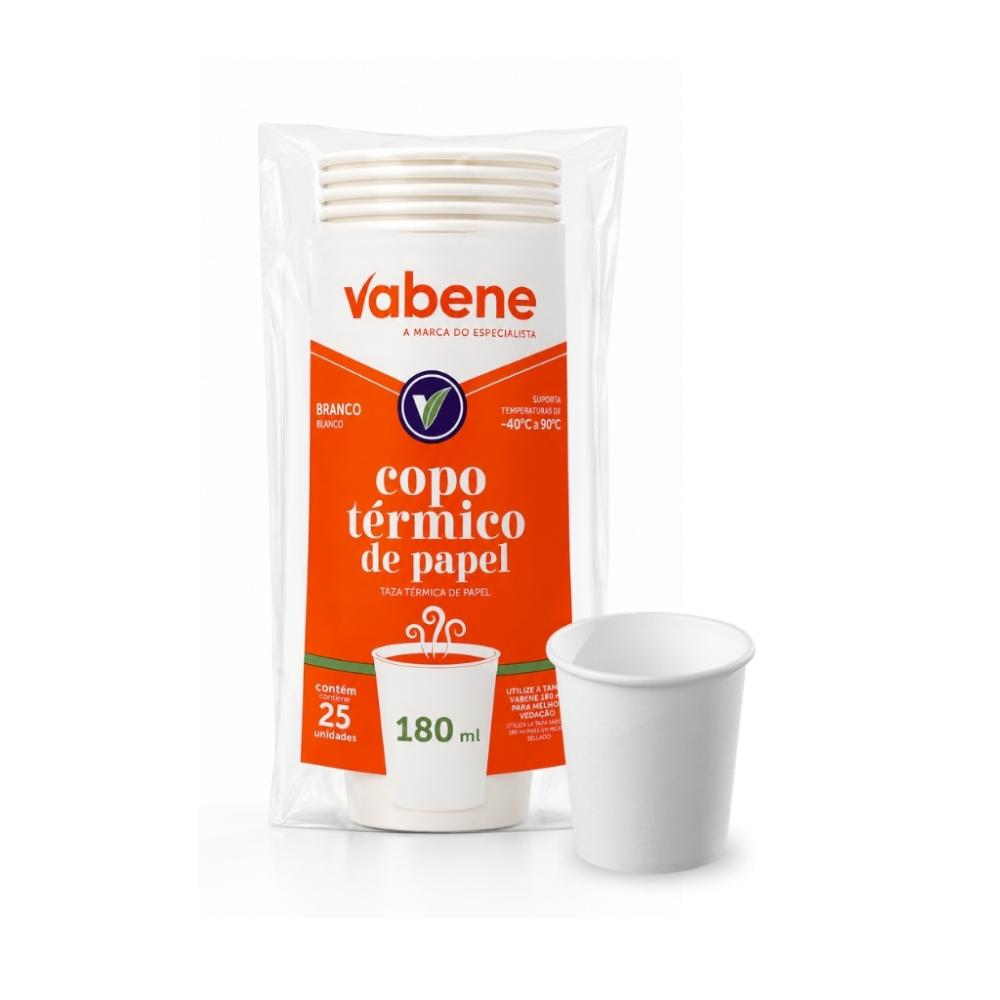 Copo Descartável Térmico De Papel Branco 25 Unidades  180ml Vabene
